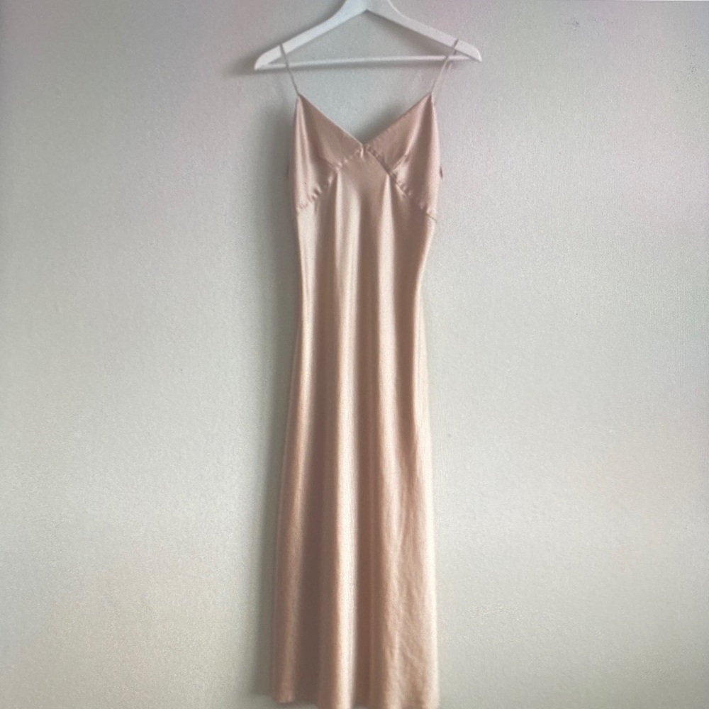 Satin Slip Dress in Blush Pink - Minimalist Women's Dress